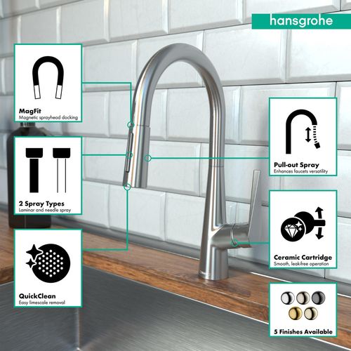 Main product image of Talis S High Arc Kitchen Faucet, 2-Spray Pull-Down, 1.75 GPM (Stainless Steel Optic), 72813801