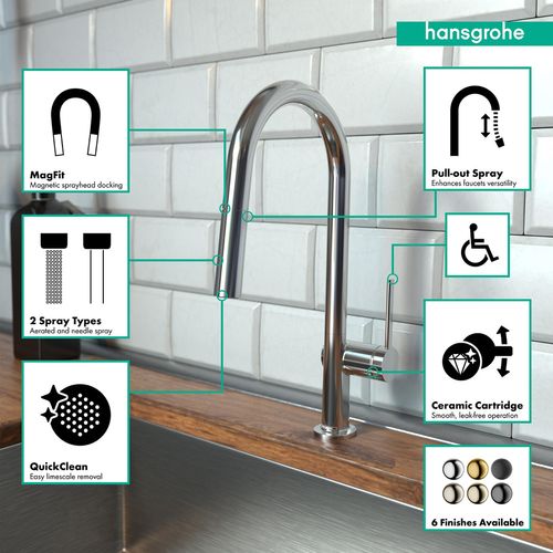 Main product image of Talis N High Arc Kitchen Faucet, A-Style 2-Spray Pull-Down, 1.75 GPM (Chrome), 72846001