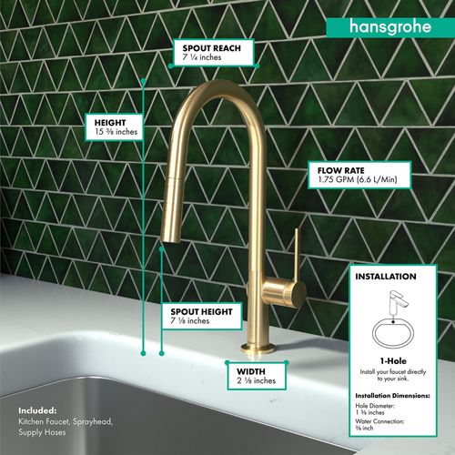 Main product image of Talis N High Arc Kitchen Faucet, A-Style, 2-Spray Pull-Down, 1.75 GPM (Brushed Gold Optic), 72846251