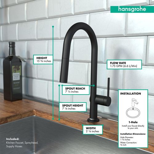 Main product image of Talis N High Arc Kitchen Faucet, A-Style 2-Spray Pull-Down, 1.75 GPM (Matte Black), 72846671