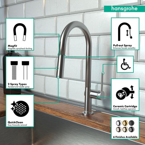 Main product image of Talis N High Arc Kitchen Faucet, A-Style 2-Spray Pull-Down, 1.75 GPM (Stainless Steel Optic), 72846801