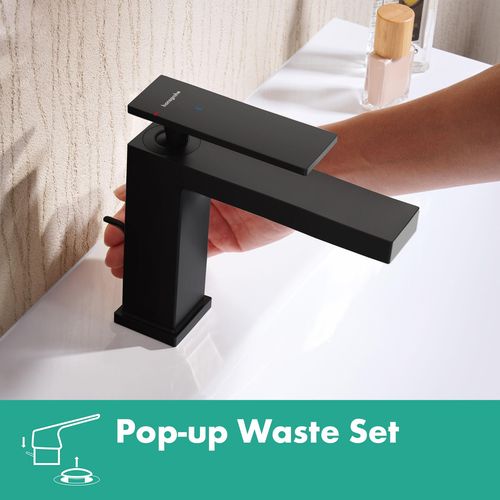 Main product image of Tecturis E Single-Hole Bathroom Faucet 80 with Pop-Up Drain, 1.2 GPM (Matte Black), 73002671