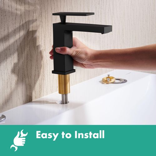 Main product image of Tecturis E Single-Hole Bathroom Faucet 80 with Pop-Up Drain, 1.2 GPM (Matte Black), 73002671