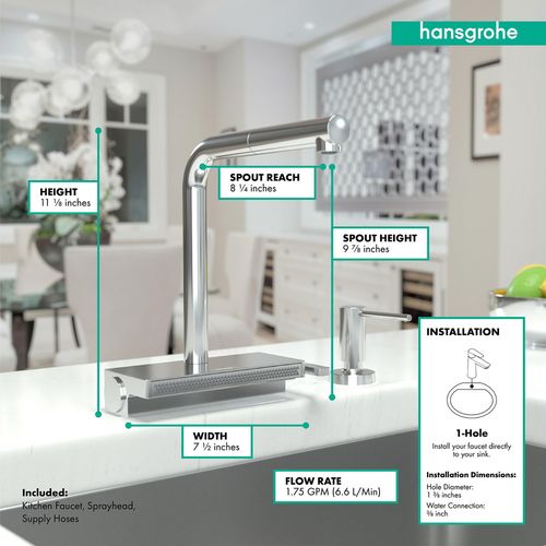 Main product image of Aquno Select Kitchen Faucet, 2-Spray Pull-Out with sBox, 1.75 GPM (Chrome), 73830001