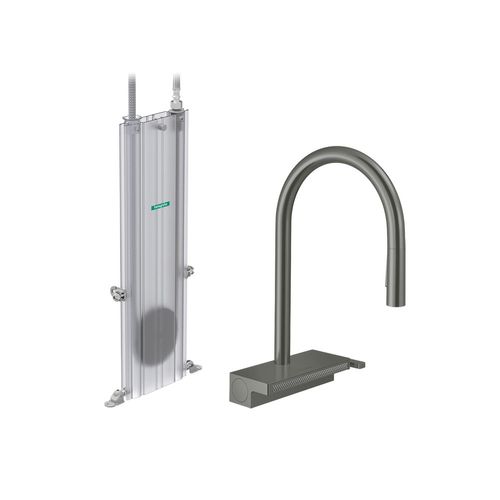 Main product image of Aquno Select High Arc Kitchen Faucet, 3-Spray Pull-Down with sBox, 1.75 GPM (Brushed Black Chrome), 73831341