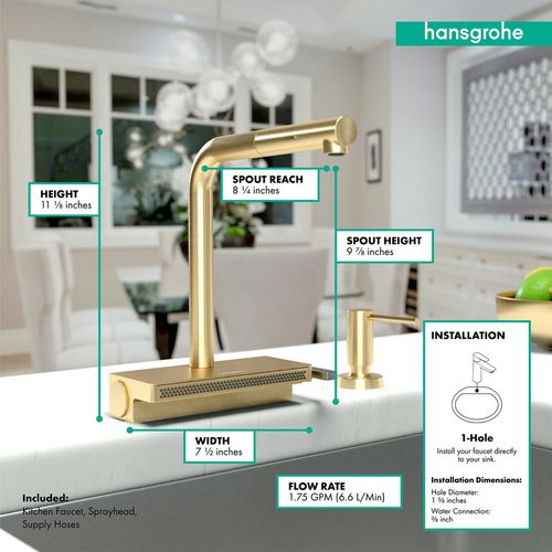Main product image of Aquno Select Kitchen Faucet, 2-Spray Pull-Out, 1.75 GPM (Brushed Gold Optic), 73836251