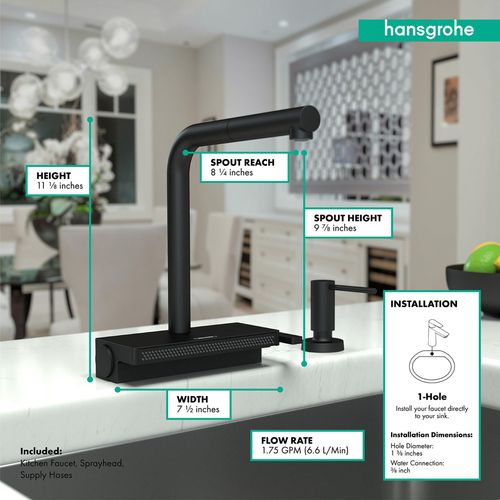 Main product image of Aquno Select Kitchen Faucet, 2-Spray Pull-Out, 1.75 GPM (Matte Black), 73836671