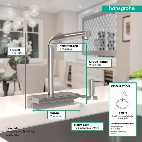 Main product image of Aquno Select Kitchen Faucet, 2-Spray Pull-Out, 1.75 GPM (Stainless Steel Optic), 73836801