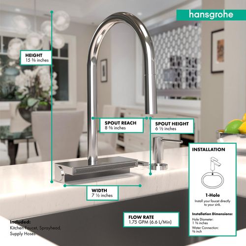 Main product image of Aquno Select High Arc Kitchen Faucet, 3-Spray Pull-Down, 1.75 GPM (Chrome), 73837001