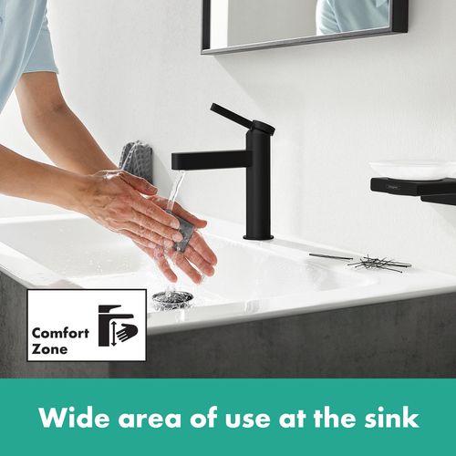 Main product image of Finoris Single-Hole Bathroom Faucet 100 with Pop-Up Drain, 1.2 GPM (Matte Black), 76010671