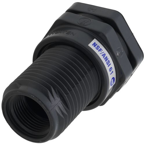 Main product image of 1" PVC Bulkhead Fitting w/ EPDM Gasket (Socket x Thread)