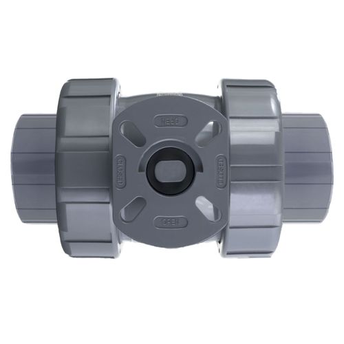 Main product image of 1/2" PVC TBH Series True Union Ball Valve w/ Socket and Threaded Ends, UHMWHDPE Seats, EPDM O-Ring, Actuation Ready (Gray)