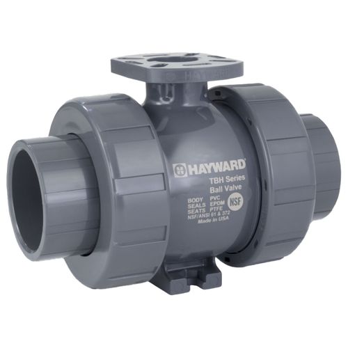Main product image of 1/2" PVC TBH Series True Union Ball Valve w/ Socket and Threaded Ends, UHMWHDPE Seats, EPDM O-Ring, Actuation Ready (Gray)