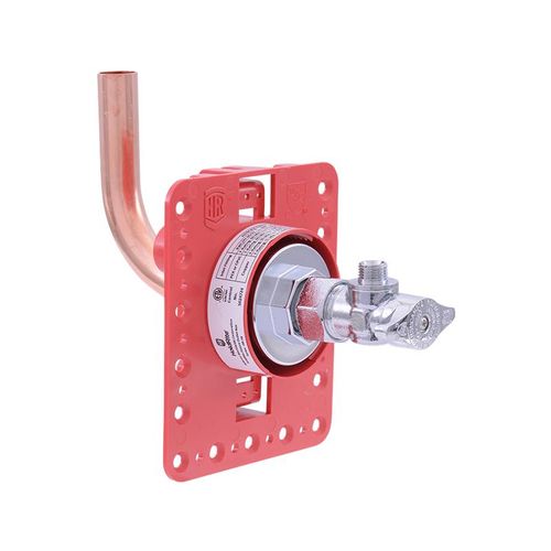 Main product image of 1/2" Copper x 1/4" Compression Fixture Fire-Rated Outlet Box Assembly with 1/4 Turn Angle Supply Valve