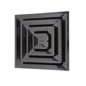 Main product image of 3-Cone Black Supply Grille w/ Pre-Molded 6" Boot & Insulated Back (2' x 2')
