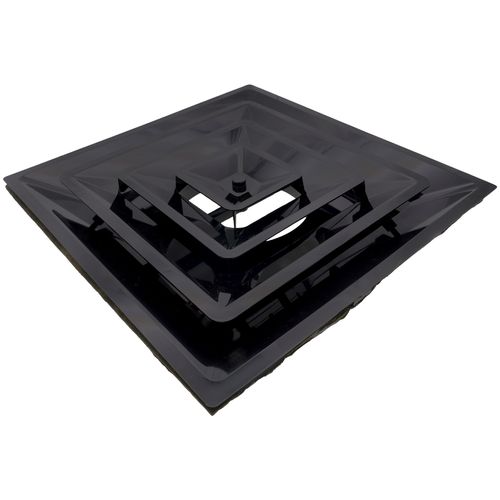 Main product image of 3-Cone Black Supply Grille w/ Pre-Molded 10" Boot & Insulated Back (2' x 2')