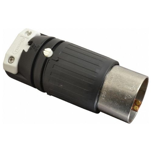 Main product image of 3P, 4 Wire 50A Industrial Locking Plug, Non-NEMA, Black & White, HBL7765C
