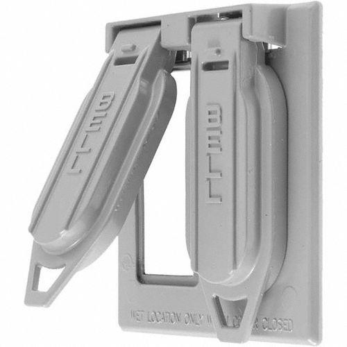 Main product image of 2-Gang Duplex Weatherproof Covers, Duplex Opening, Vertical, Gray, RW51450