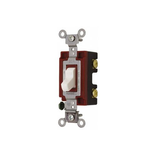 Main product image of 2 Pole 120 to 277 VAC 20 Amp Industrial Grade Toggle Wall Switch White, 1222W