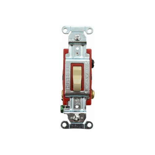 Main product image of 3 Pole 120 to 277 VAC 20 Amp Industrial Grade Toggle Three Way Switch Ivory, 1223I