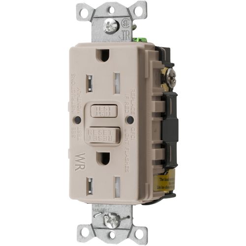 Main product image of 15A, 125v Straight Blade Commercial Duplex Receptacle, Self-Grounding, Light Almond, GFTWRST15LA