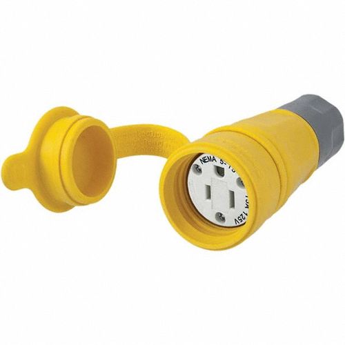Main product image of 2P 3 Wire 15A Industrial Straight Blade Connector, 5-15R, 125 VAC, Yellow, HBL15W47A