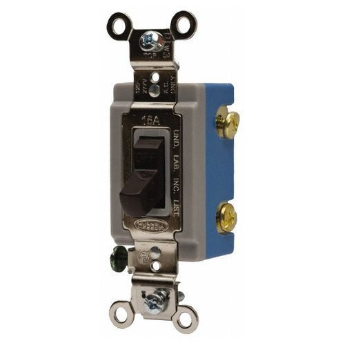 Main product image of 3 Pole, 120 to 277 VAC, 15 Amp, Industrial Grade Toggle Three Way Switch, Ivory, HBL1203I