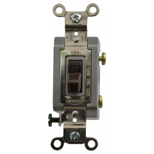 Main product image of 1 Pole, 120 to 277 VAC, 15 Amp, Industrial Grade Toggle Wall Switch, Brown, HBL1201