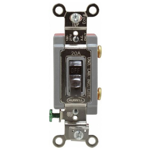 Main product image of 1 Pole, 120 to 277 VAC, 20 Amp, Extra Heavy Duty Industrial Grade Toggle Wall Switch, Brown, HBL1221