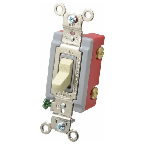 Main product image of 1 Pole, 120 to 277 VAC, 20 Amp, Industrial Grade Toggle Wall Switch, Ivory, HBL1221I