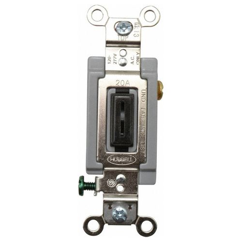 Main product image of 1 Pole, 120 to 277 VAC, 20 Amp, Industrial Grade Toggle Wall Switch, Black, HBL1221L