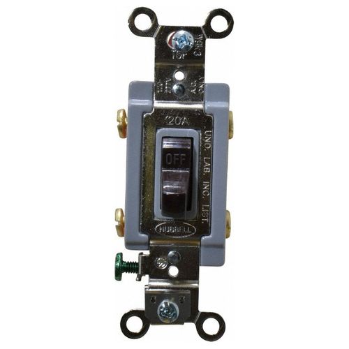 Main product image of 2 Pole, 120 to 277 VAC, 20 Amp, Industrial Grade Toggle Wall Switch, Brown, HBL1222