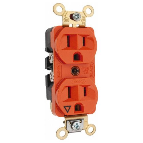 Main product image of Straight Blade Duplex Receptacle, NEMA 5-15R, 15A, Isolated Ground, Orange, IG5262