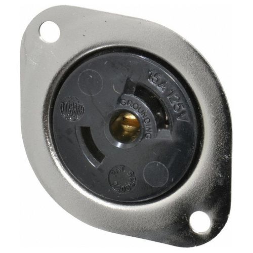 Main product image of 2P 3 Wire 125 VAC, 15 Amp, ML-2R NEMA, Self Grounding Receptacle, Black, HBL7596