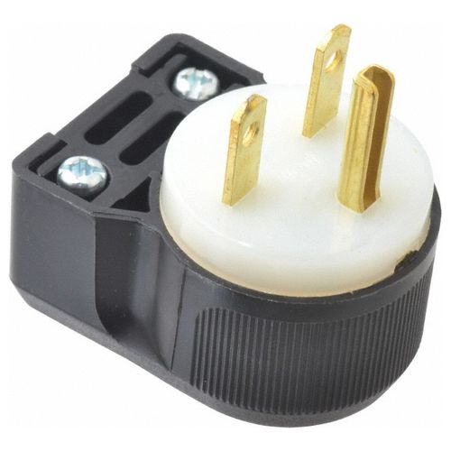 Main product image of 2P 3 Wire 15A Straight Blade Angled Plug 6-15P, 250VAC, Black & White, HBL5666CA