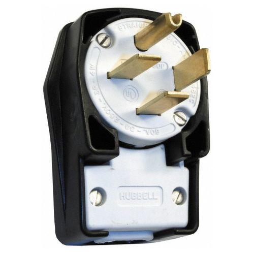Main product image of Straight Blade Angled Plug 15-60P, 250VAC, Black & White, HBL8462C