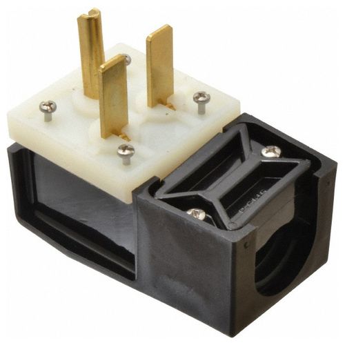 Main product image of 2P 3 Wire Straight Blade Angled Plug 6-30P, 250VAC, Black & White, HBL9331