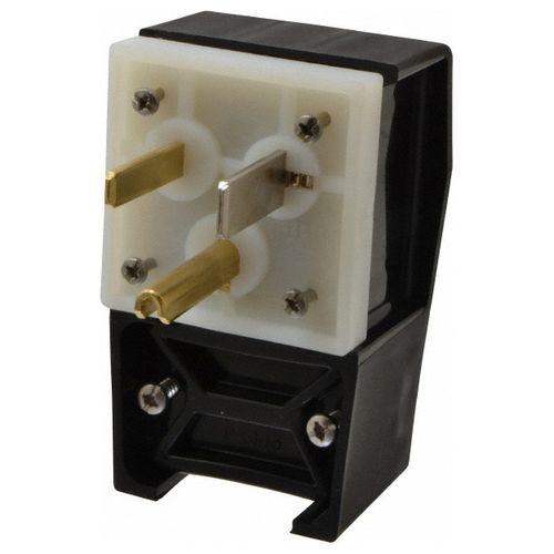 Main product image of 2P, 3 Wire 50A Straight Blade Angled Plug, 5-50P, 125VAC, Black & White, HBL9361