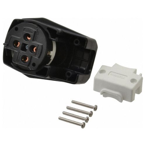 Main product image of 3P, 4 Wire 50A Straight Blade Angled Plug, 14-50P, Black & White, HBL9452C