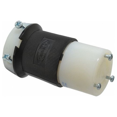 Main product image of 2P 3 Wire Industrial Locking Connector, L6-30R, 250V, Black & White, HBL2623