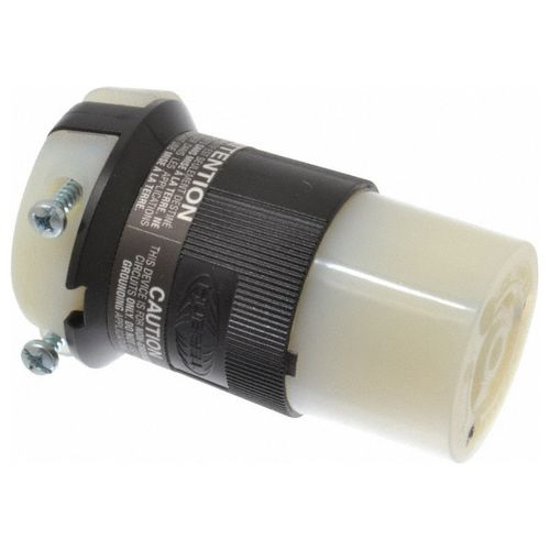 Main product image of 3P 20A Industrial Locking Plug, Non-NEMA, 125 & 250V, Black & White, HBL7314C