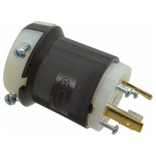 Main product image of 2P 3 Wire Industrial Locking Plug, L5-30P, 125V, Black & White, HBL2611