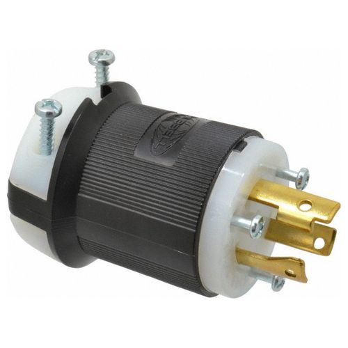 Main product image of 2P 3 Wire Industrial Locking Plug, L6-30P, 250V, Black & White, HBL2621
