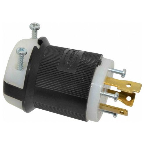 Main product image of 2P 3 Wire Industrial Locking Plug, L8-30P, 480V, Black & White, HBL2641