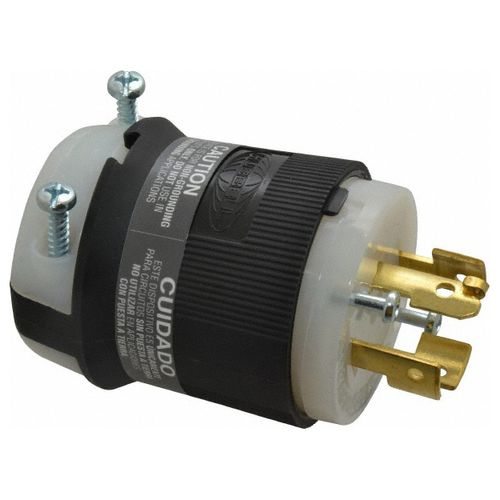 Main product image of 20A Industrial Locking Plug, Non-NEMA, 120 & 208V, Black & White, HBL7411C