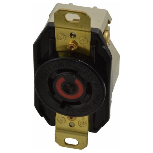Main product image of 480 VAC, 20 Amp, L16-20R NEMA, Self Grounding Receptacle, Black, HBL2430