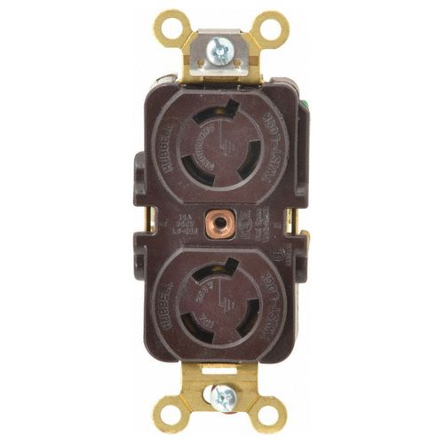 Main product image of 2P 3 Wire 250 VAC, 15A, L6-15R NEMA, Self Grounding Receptacle, Brown, HBL4550