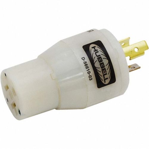 Main product image of 2P 3 Wire Industrial Straight Blade Adapter, L5-20P to 5-15R, 125 VAC, White, HBL2129