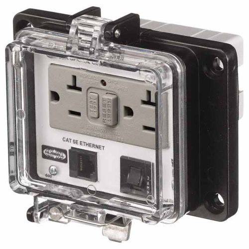 Main product image of 1 Port, 3 Power Receptacle, Ethernet, Clear Data Port Receptacle, Gray, PR4X205EB