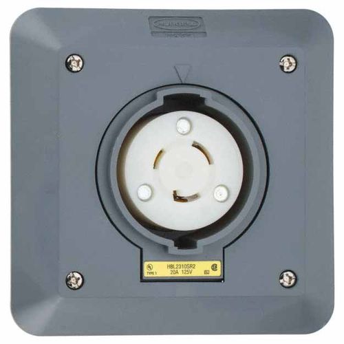 Main product image of 2P 3 Wire 125 VAC, 20 Amp, L5-20R NEMA, Self Grounding Mountptacle Receptacle, HBL2310SR2